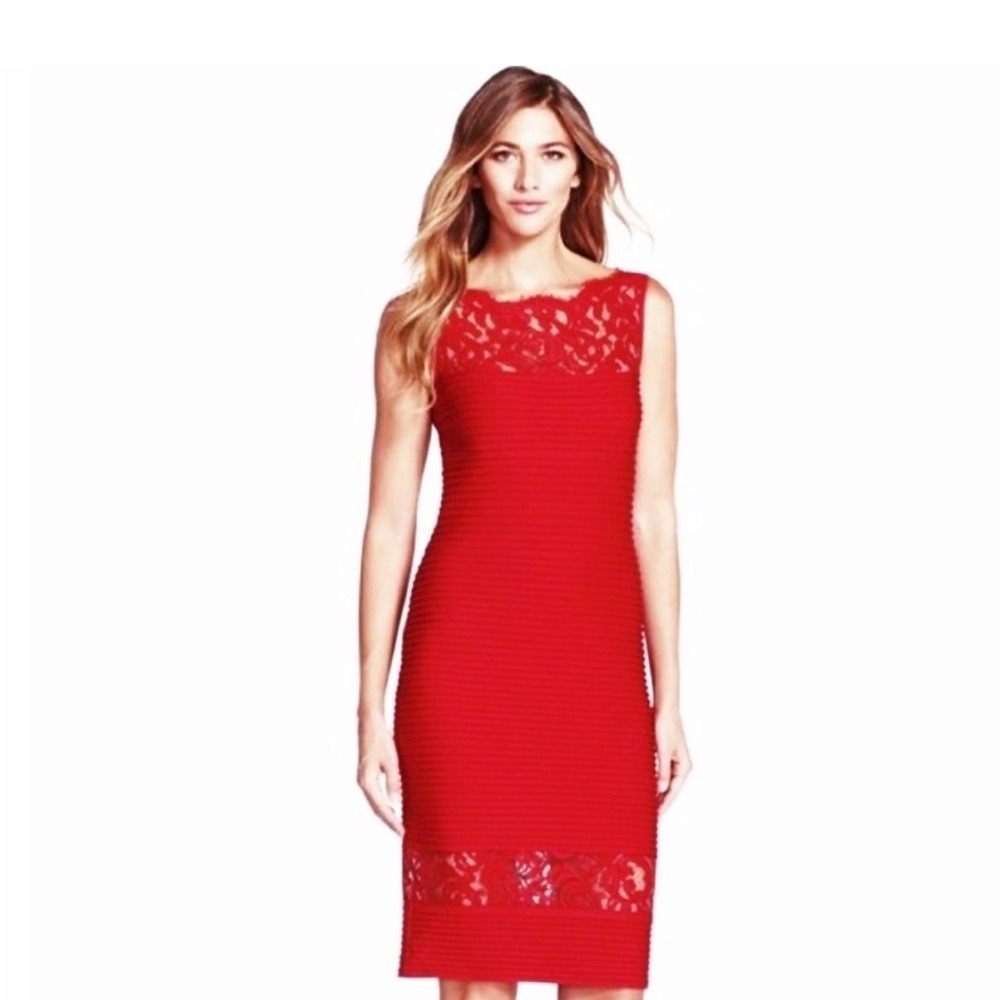 Tadashi Shoji Red Lace Midi Dress